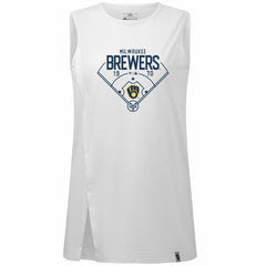 Milwaukee Brewers Levelwear Women's Influx Home Field Tank Top - White Tanks