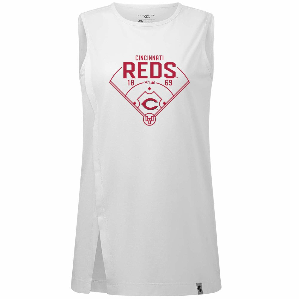 Cincinnati Reds Levelwear Women's Influx Home Field Tank Top - White Tanks
