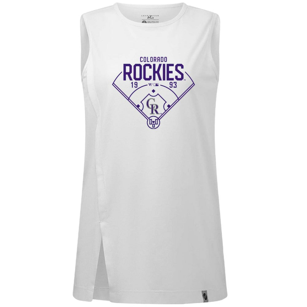 Colorado Rockies Levelwear Women's Influx Home Field Tank Top - White Tanks