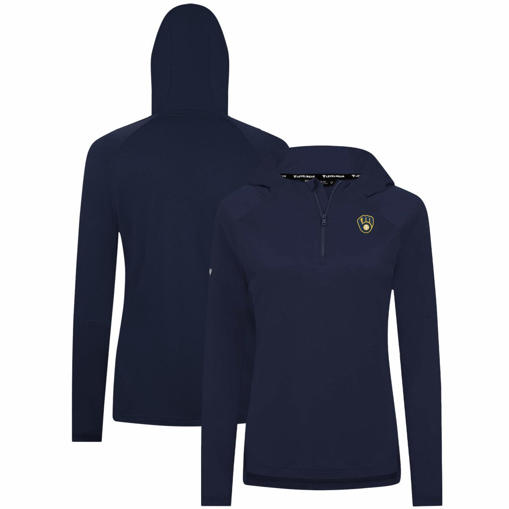 Milwaukee Brewers Levelwear Women's Raven Insignia 2.0 Quarter-Zip Jacket - Navy Jackets