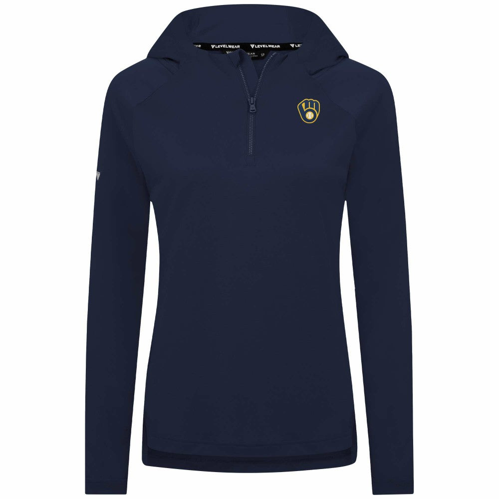 Milwaukee Brewers Levelwear Women's Raven Insignia 2.0 Quarter-Zip Jacket - Navy Jackets