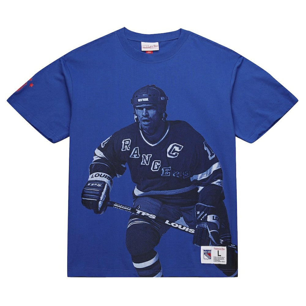NHL Mark Messier New York Rangers Mitchell & Ness NHL Ultimate Player Vintage Logo T-Shirt - Blue