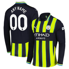 Manchester City 2024/25 Away Replica Long Sleeve Custom Jersey Navy