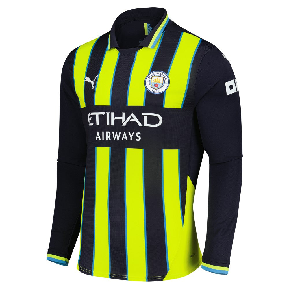 Manchester City 2024/25 Away Replica Long Sleeve Custom Jersey Navy