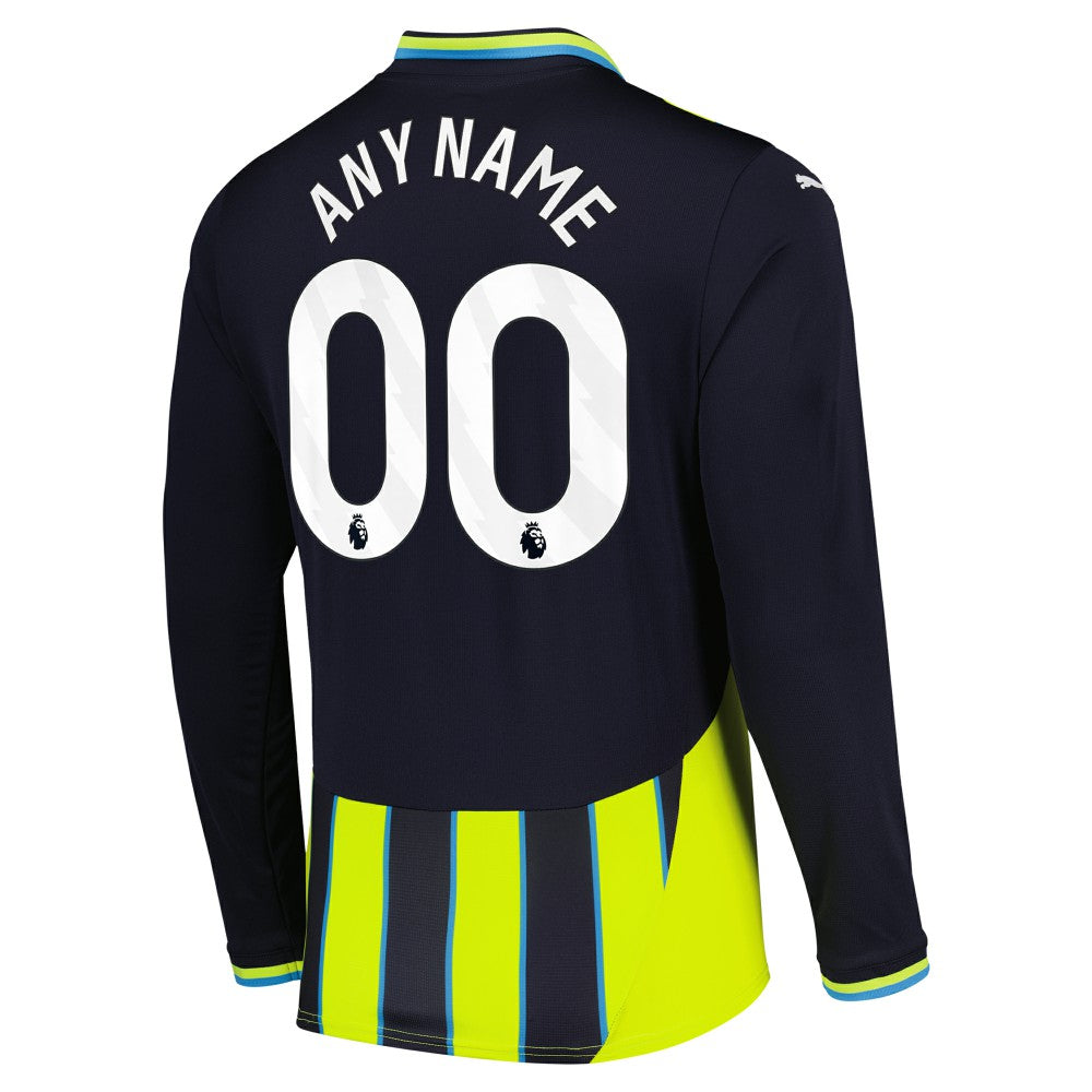 Manchester City 2024/25 Away Replica Long Sleeve Custom Jersey Navy
