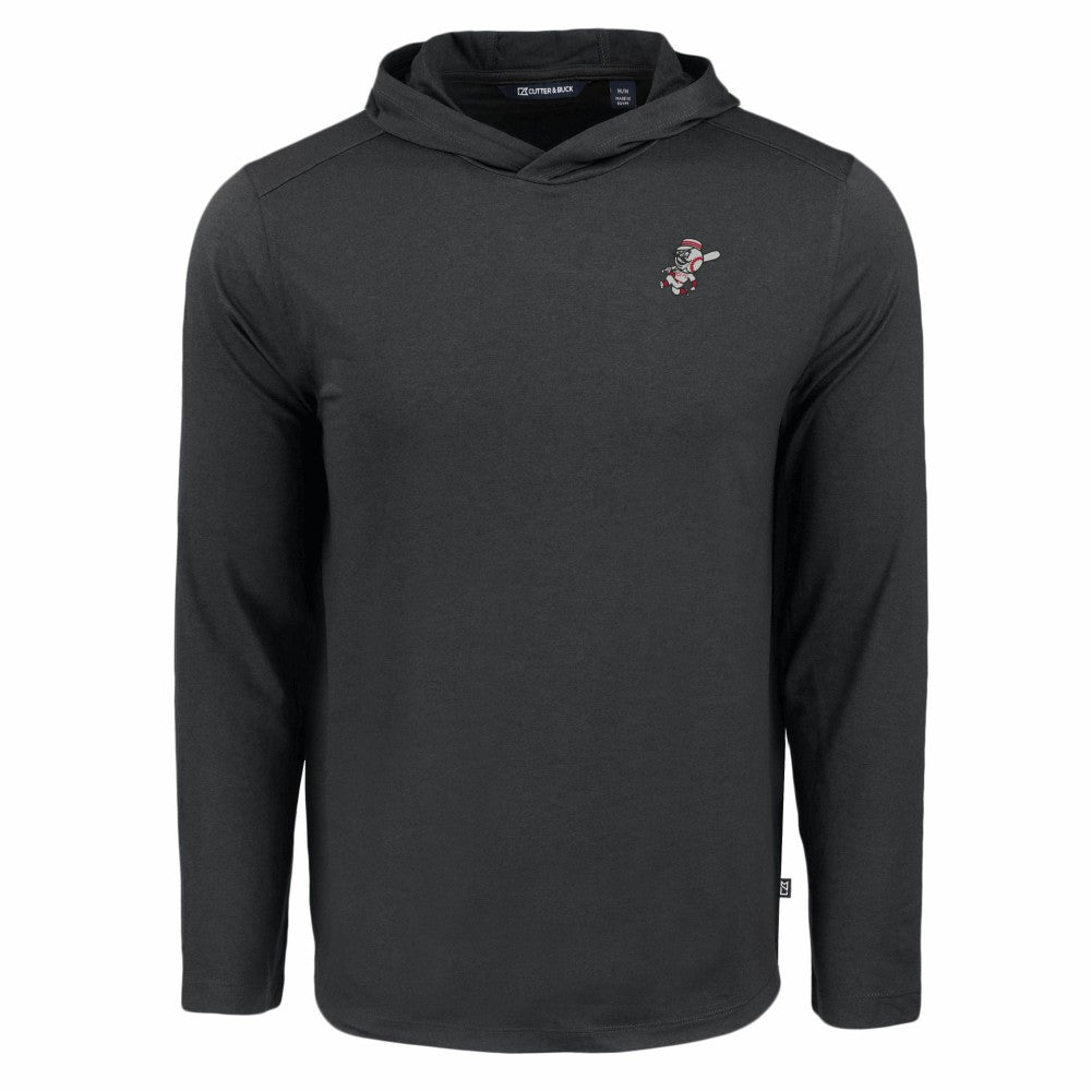 Cincinnati Reds Cutter & Buck Coastline Epic Comfort Recycled Eco Hoodie Long Sleeve T-Shirt - Black Hoodies