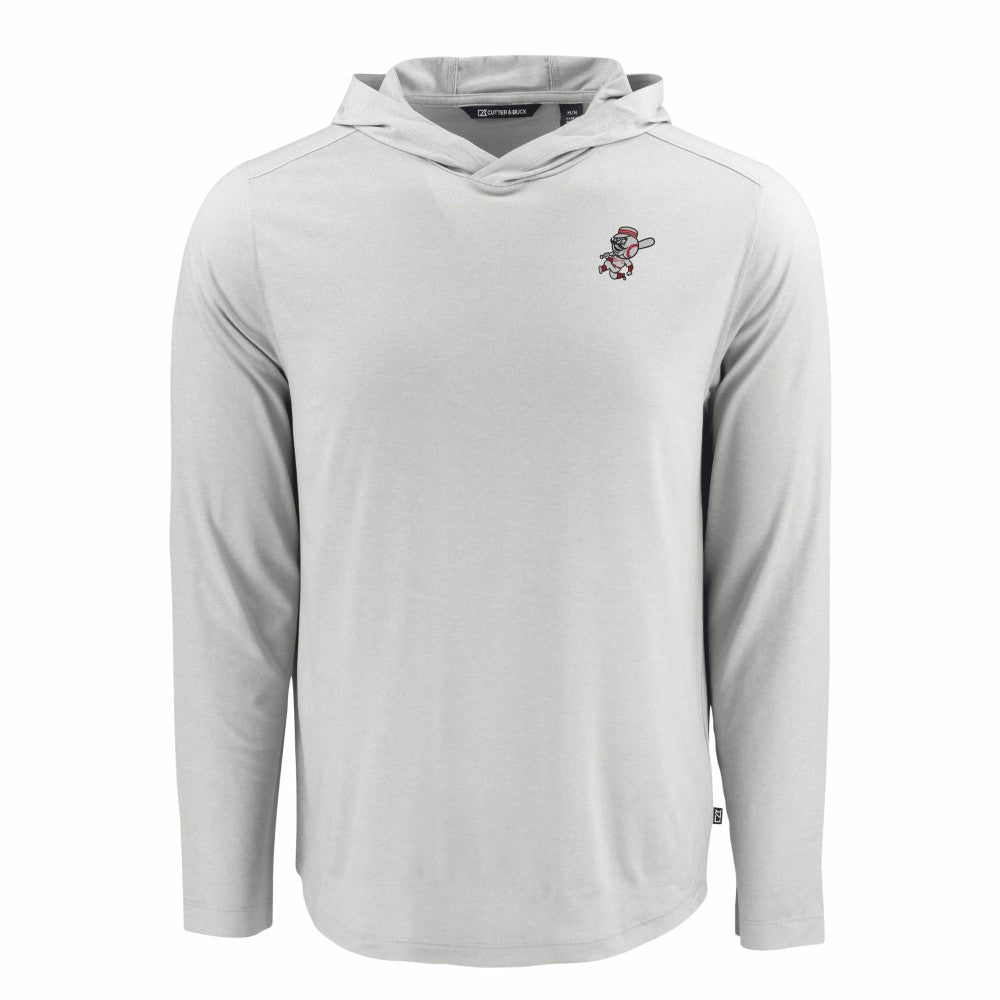 Cincinnati Reds Cutter & Buck Coastline Epic Comfort Recycled Eco Hoodie Long Sleeve T-Shirt - Gray Hoodies