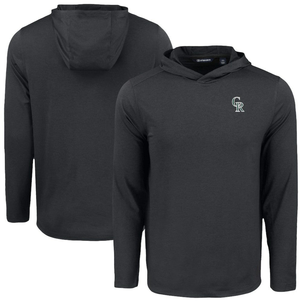 Colorado Rockies Cutter & Buck Coastline Epic Comfort Recycled Eco Hoodie Long Sleeve T-Shirt - Black Hoodies