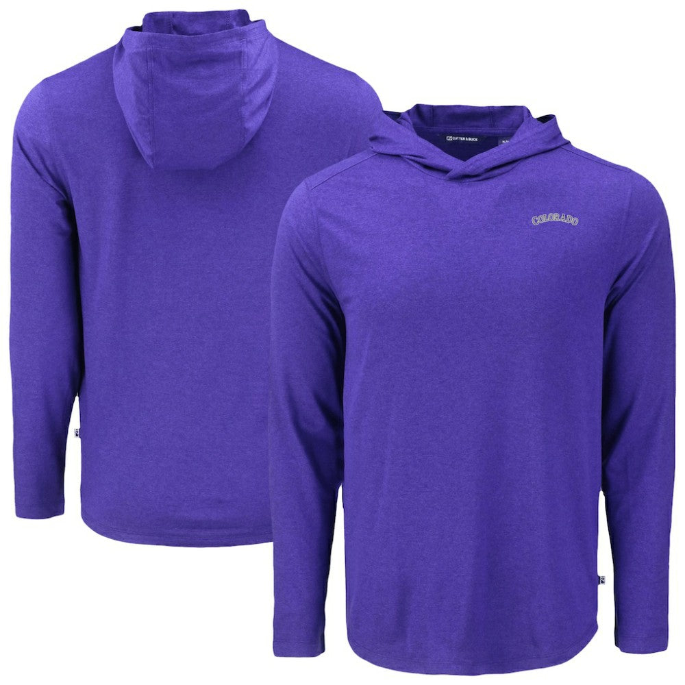 Colorado Rockies Cutter & Buck Coastline Epic Comfort Recycled Eco Hoodie Long Sleeve T-Shirt - Purple Hoodies