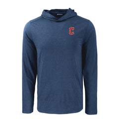 Cleveland Guardians Cutter & Buck Coastline Epic Comfort Recycled Eco Hoodie Long Sleeve T-Shirt - Navy Hoodies