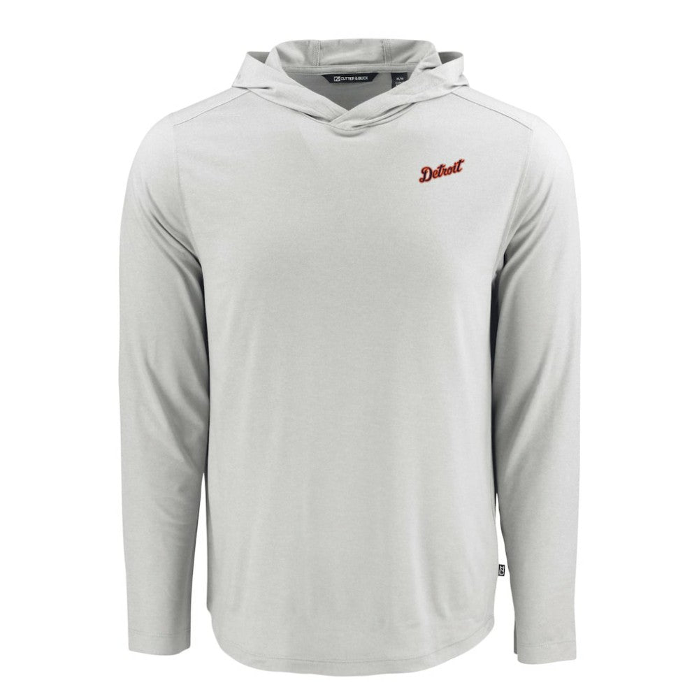 Detroit Tigers Cutter & Buck Coastline Epic Comfort Recycled Eco Hoodie Long Sleeve T-Shirt - Gray Hoodies