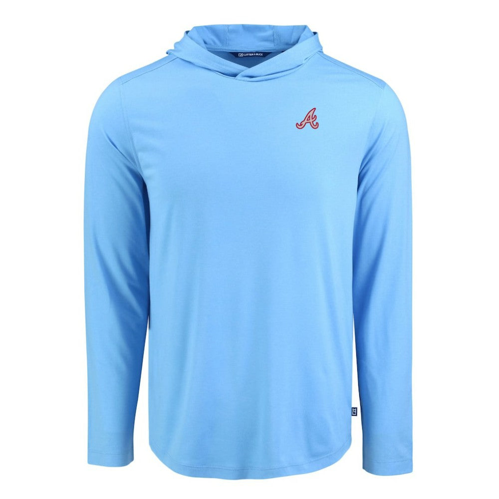 Atlanta Braves Cutter & Buck Coastline Epic Comfort Recycled Eco Hoodie Long Sleeve T-Shirt - Powder Blue Hoodies