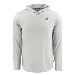 Atlanta Braves Cutter & Buck Coastline Epic Comfort Recycled Eco Hoodie Long Sleeve T-Shirt - Gray Hoodies