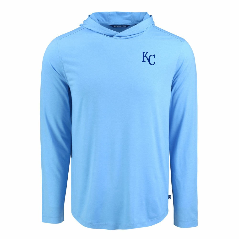 Kansas City Royals Cutter & Buck Coastline Epic Comfort Recycled Eco Hoodie Long Sleeve T-Shirt - Powder Blue Hoodies