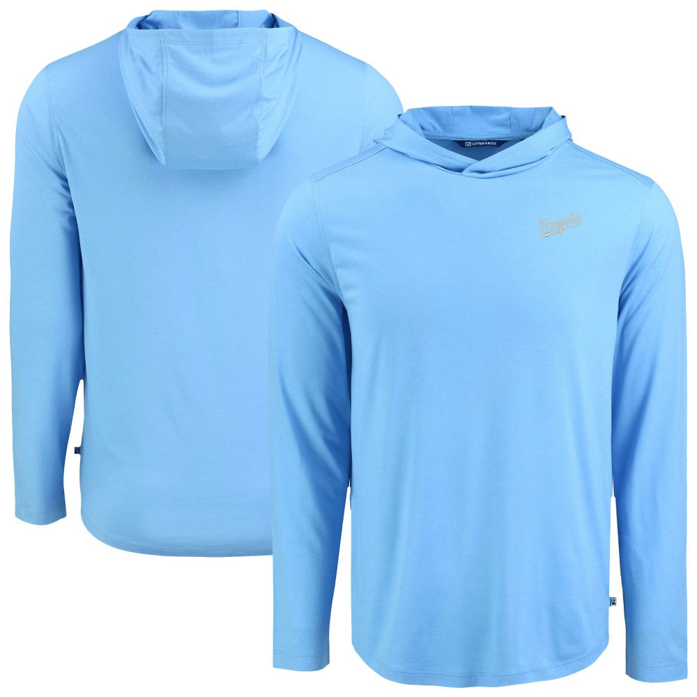 Kansas City Royals Cutter & Buck Coastline Epic Comfort Recycled Eco Hoodie Long Sleeve T-Shirt - Powder Blue Hoodies