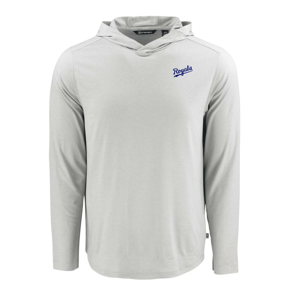 Kansas City Royals Cutter & Buck Coastline Epic Comfort Recycled Eco Hoodie Long Sleeve T-Shirt - Gray Hoodies