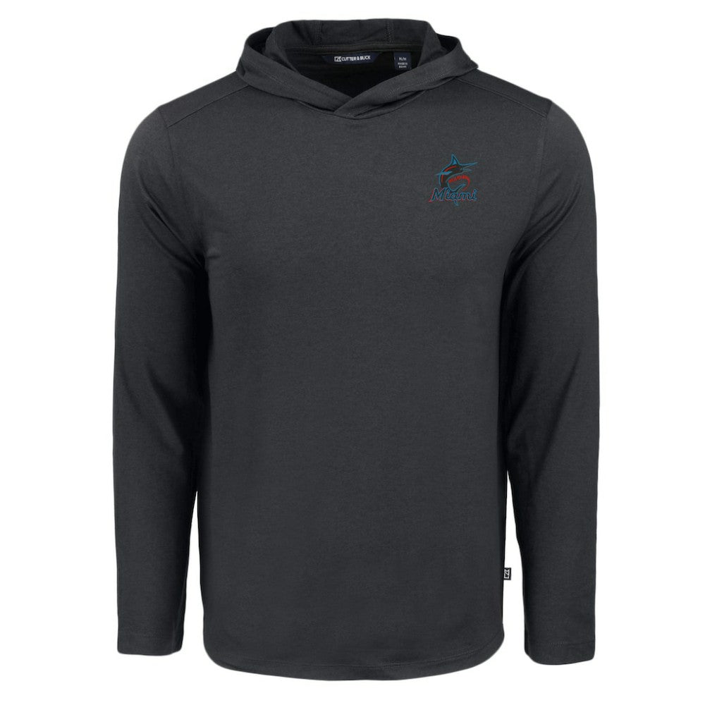 Miami Marlins Cutter & Buck Coastline Epic Comfort Recycled Eco Hoodie Long Sleeve T-Shirt - Black Hoodies