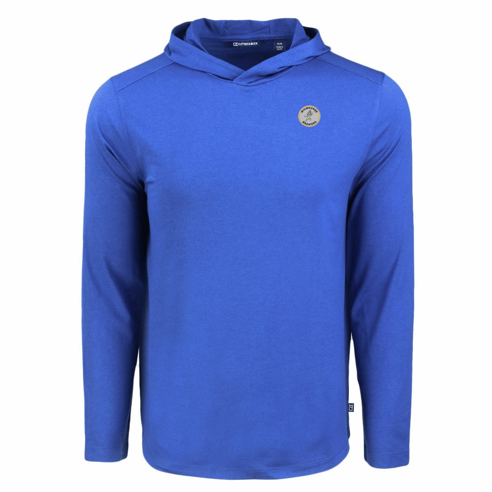 Milwaukee Brewers Cutter & Buck Coastline Epic Comfort Recycled Eco Hoodie Long Sleeve T-Shirt - Royal Hoodies