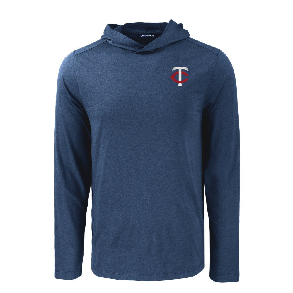 Minnesota Twins Cutter & Buck Coastline Epic Comfort Recycled Eco Hoodie Long Sleeve T-Shirt - Navy Hoodies