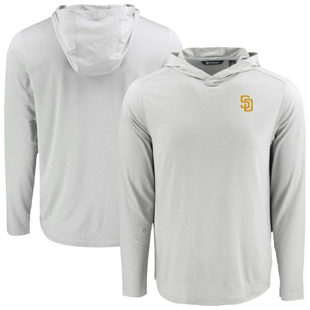 San Diego Padres Cutter & Buck Coastline Epic Comfort Recycled Eco Hoodie Long Sleeve T-Shirt - Gray Hoodies