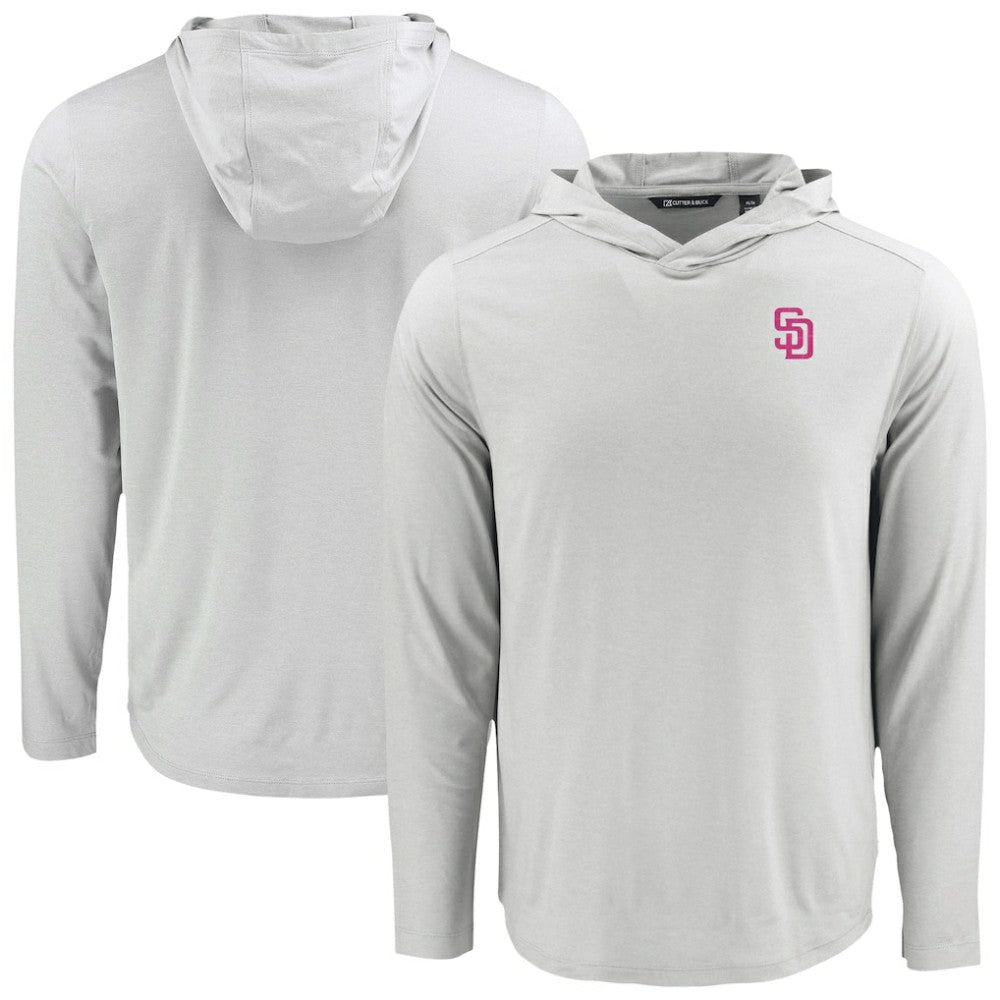 San Diego Padres Cutter & Buck Coastline Epic Comfort Recycled Eco Hoodie Long Sleeve T-Shirt - Gray Hoodies