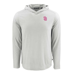San Diego Padres Cutter & Buck Coastline Epic Comfort Recycled Eco Hoodie Long Sleeve T-Shirt - Gray Hoodies
