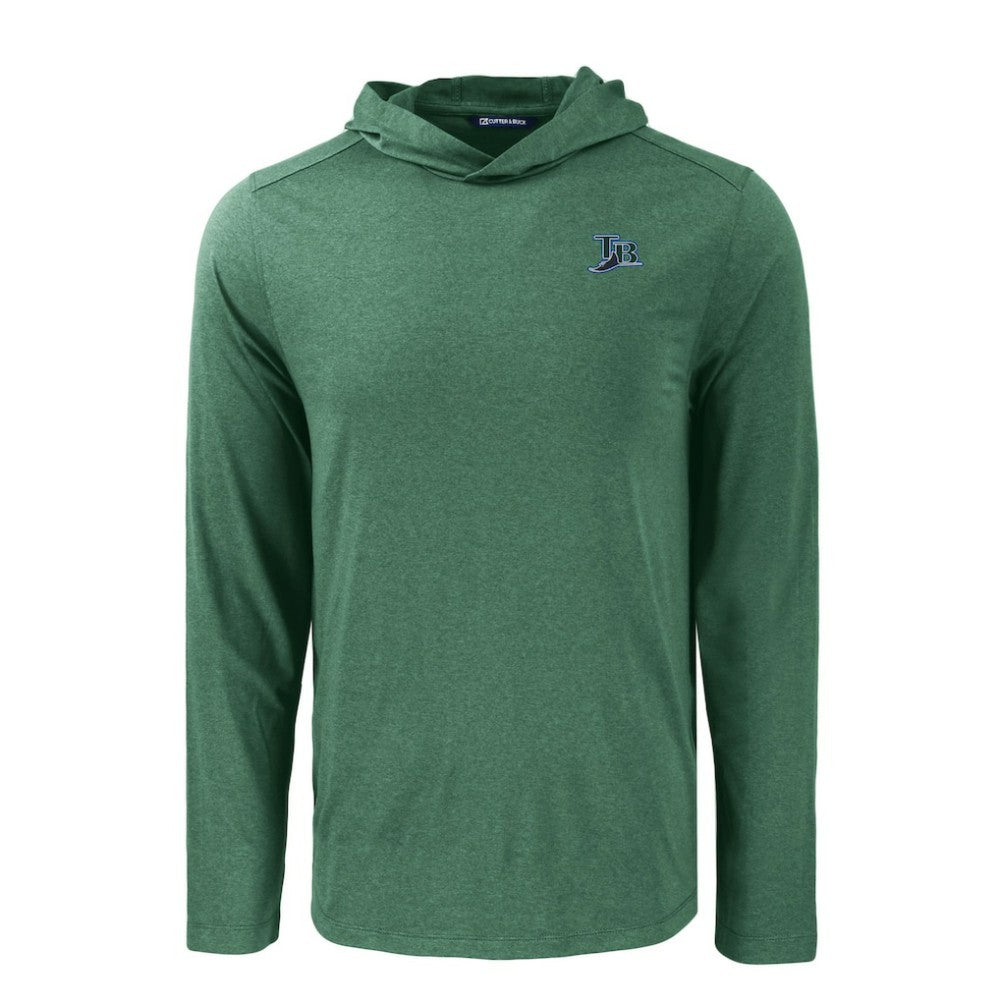 Tampa Bay Rays Cutter & Buck Coastline Epic Comfort Recycled Eco Hoodie Long Sleeve T-Shirt - Hunter Green Hoodies