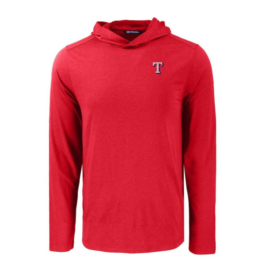 Texas Rangers Cutter & Buck Coastline Epic Comfort Recycled Eco Hoodie Long Sleeve T-Shirt - Red Hoodies