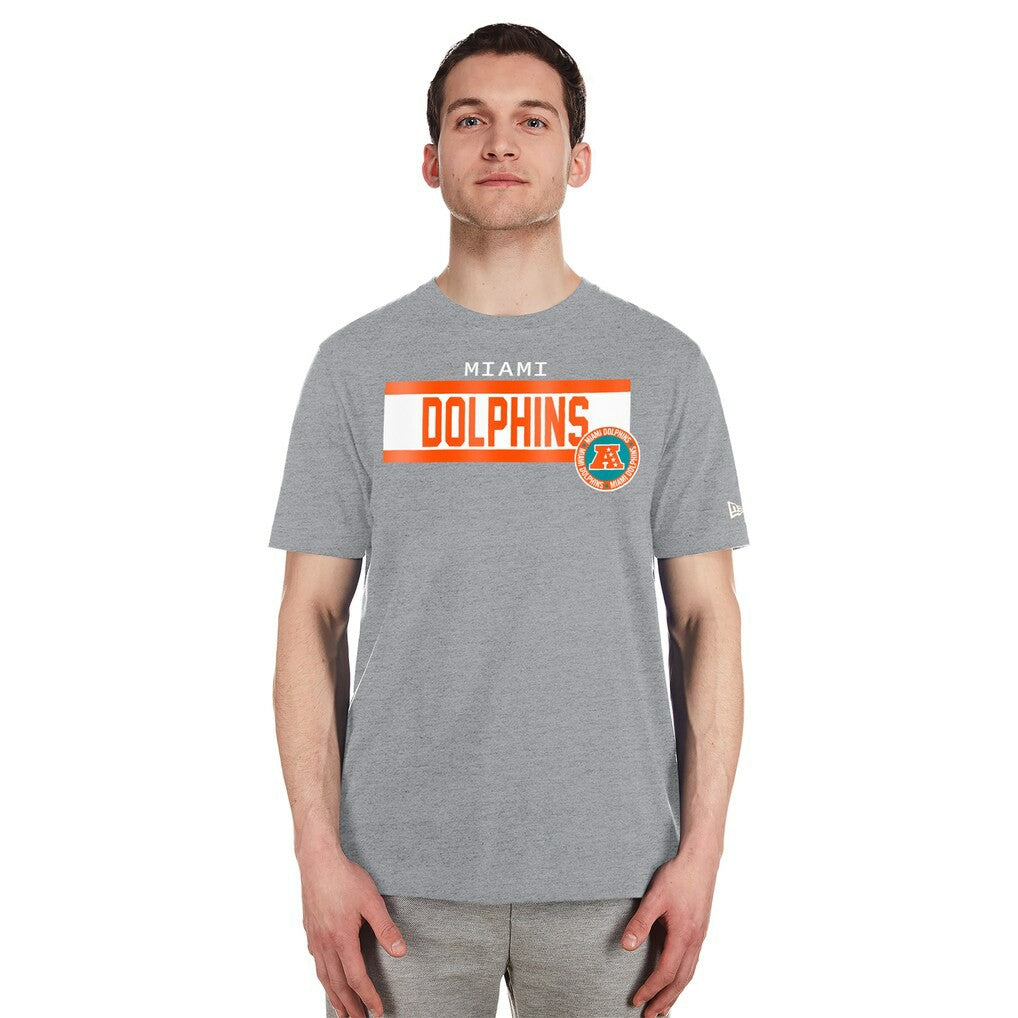 Miami Dolphins New Era 3rd Down High Density Print T-Shirt Gray