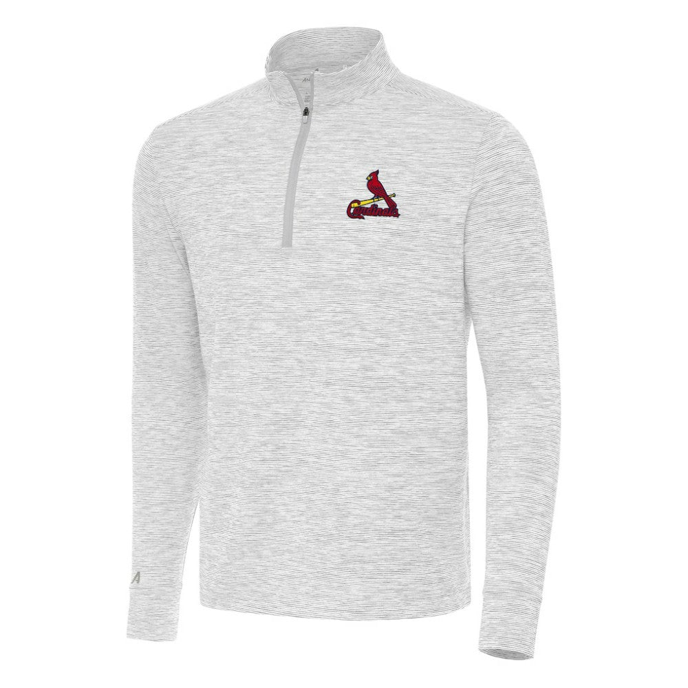 St. Louis Cardinals Antigua Cause Quarter-Zip Top - Gray/White Tops
