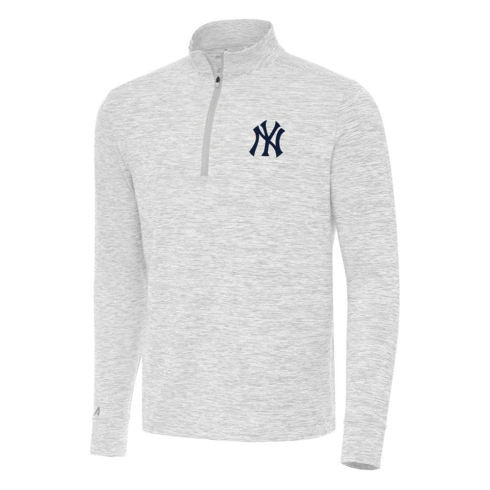 New York Yankees Antigua Cause Quarter-Zip Top - Gray/White Tops