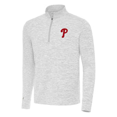 Philadelphia Phillies Antigua Cause Quarter-Zip Top - Gray/White Tops