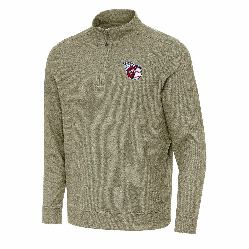 Cleveland Guardians Antigua Subtle Quarter-Zip Sweatshirt - Heather Olive Sweatshirts