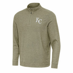 Kansas City Royals Antigua Subtle Quarter-Zip Sweatshirt - Heather Olive Sweatshirts