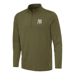 New York Yankees Antigua Reprocess Quarter-Zip Top - Olive Tops