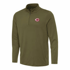 Cincinnati Reds Antigua Reprocess Quarter-Zip Top - Olive Tops