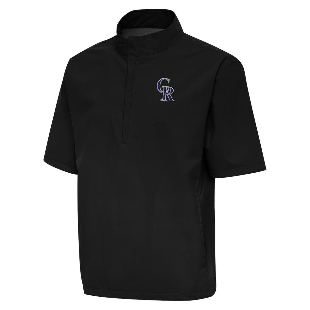 Colorado Rockies Antigua Brisk Quarter-Zip Wind Shirt - Black