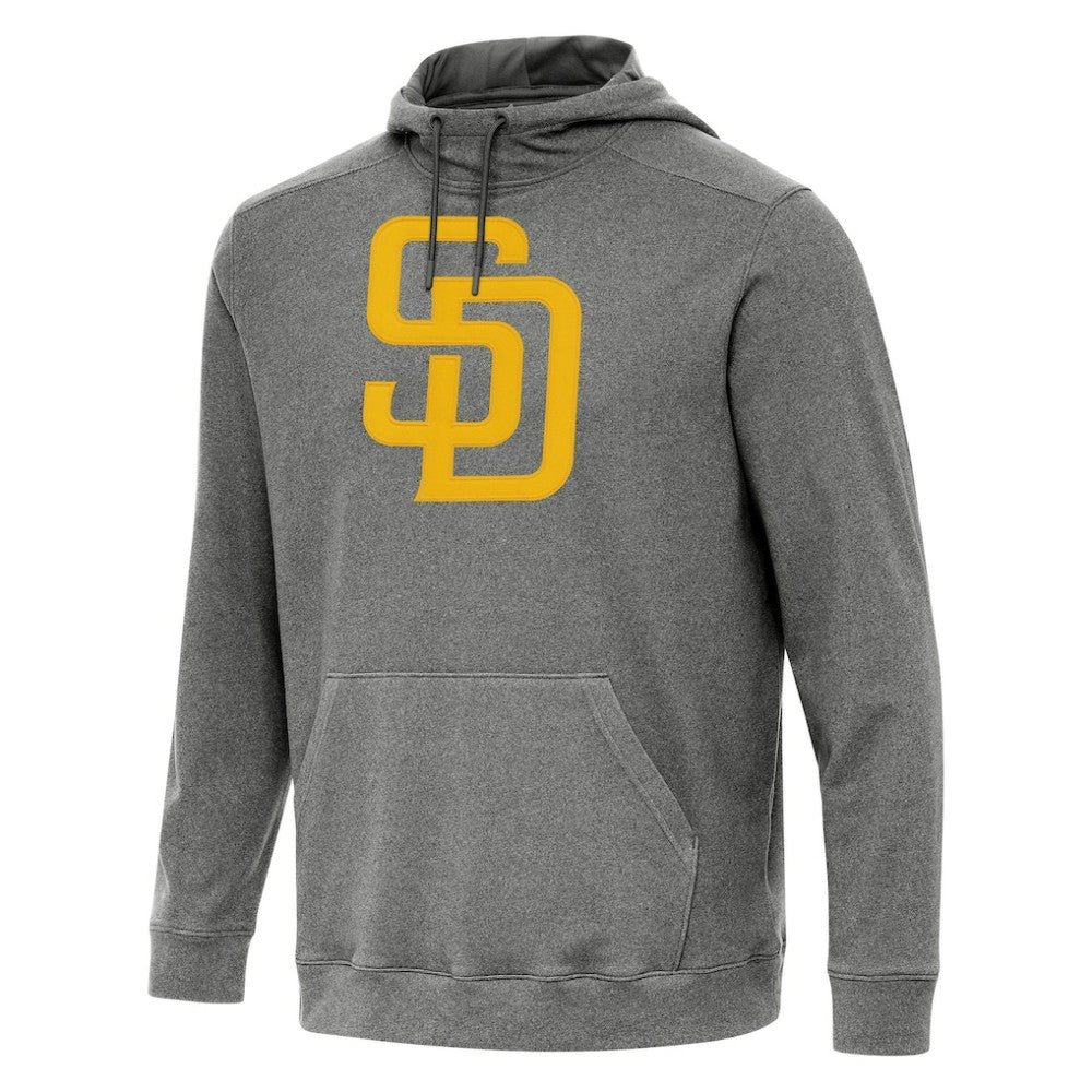 San Diego Padres Antigua Cloud Pullover Hoodie - Heather Black Hoodies