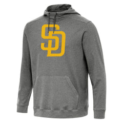 San Diego Padres Antigua Cloud Pullover Hoodie - Heather Black Hoodies