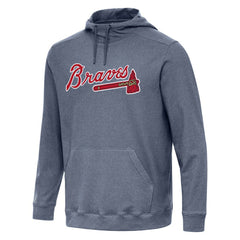 Atlanta Braves Antigua Cloud Pullover Hoodie - Heather Navy Hoodies