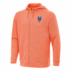 New York Mets Antigua Effortless Full-Zip Hooded Jacket - Heather Orange Jackets