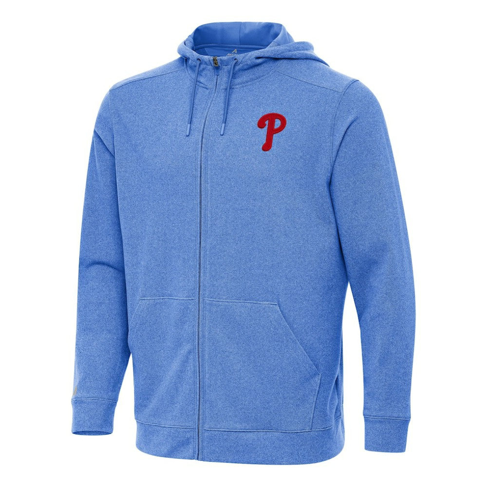 Philadelphia Phillies Antigua Effortless Full-Zip Hooded Jacket - Heather Royal Jackets