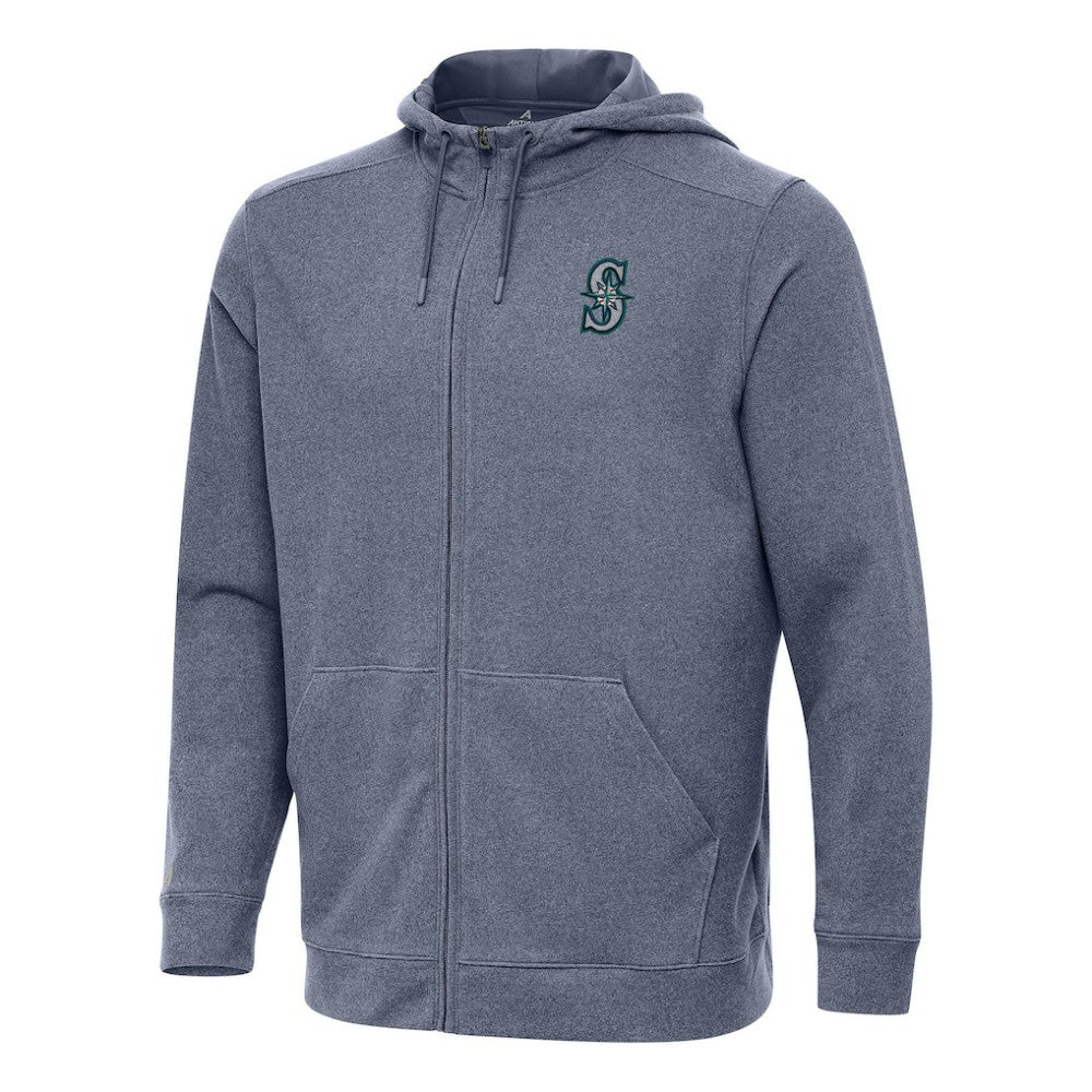 Seattle Mariners Antigua Effortless Full-Zip Hooded Jacket - Heather Navy Jackets