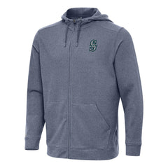 Seattle Mariners Antigua Effortless Full-Zip Hooded Jacket - Heather Navy Jackets