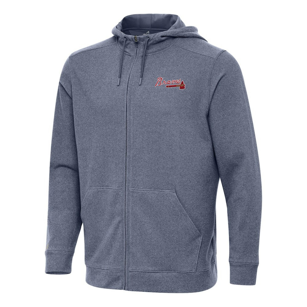 Atlanta Braves Antigua Effortless Full-Zip Hooded Jacket - Heather Navy Jackets