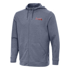 Atlanta Braves Antigua Effortless Full-Zip Hooded Jacket - Heather Navy Jackets