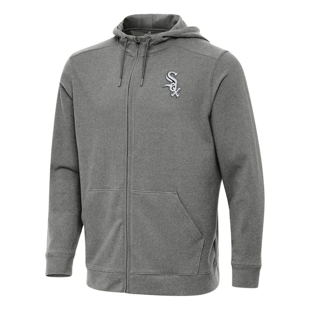 Chicago White Sox Antigua Effortless Full-Zip Hooded Jacket - Heather Black Jackets