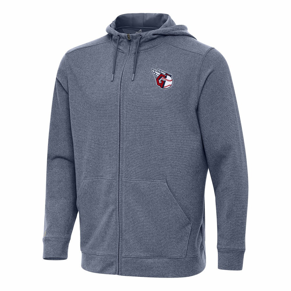 Cleveland Guardians Antigua Effortless Full-Zip Hooded Jacket - Heather Navy Jackets