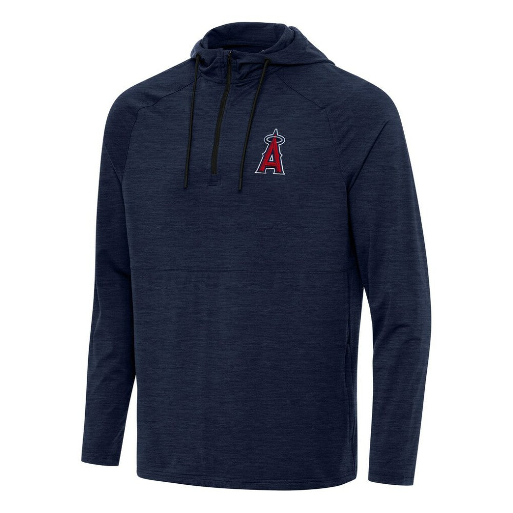 Los Angeles Angels Antigua Spikes Quarter-Zip Pullover Hoodie - Heather Navy Hoodies