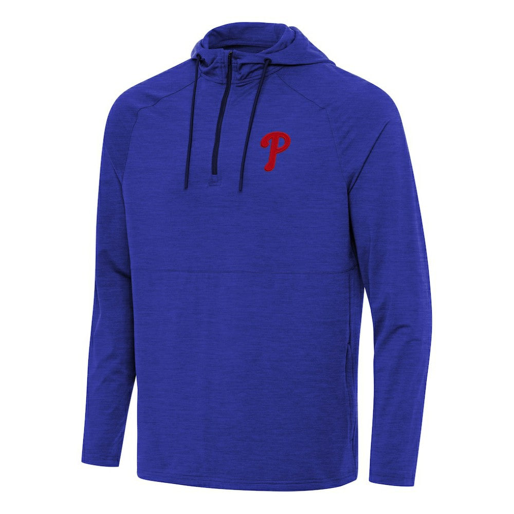 Philadelphia Phillies Antigua Spikes Quarter-Zip Pullover Hoodie - Heather Royal Hoodies